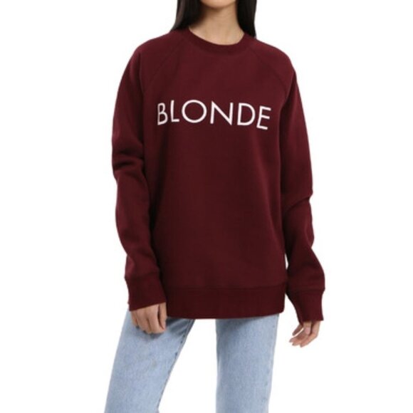 Brunette the Label BLONDE Classic Crewneck Sweatshirt Burgundy Small Medium - Picture 1 of 7